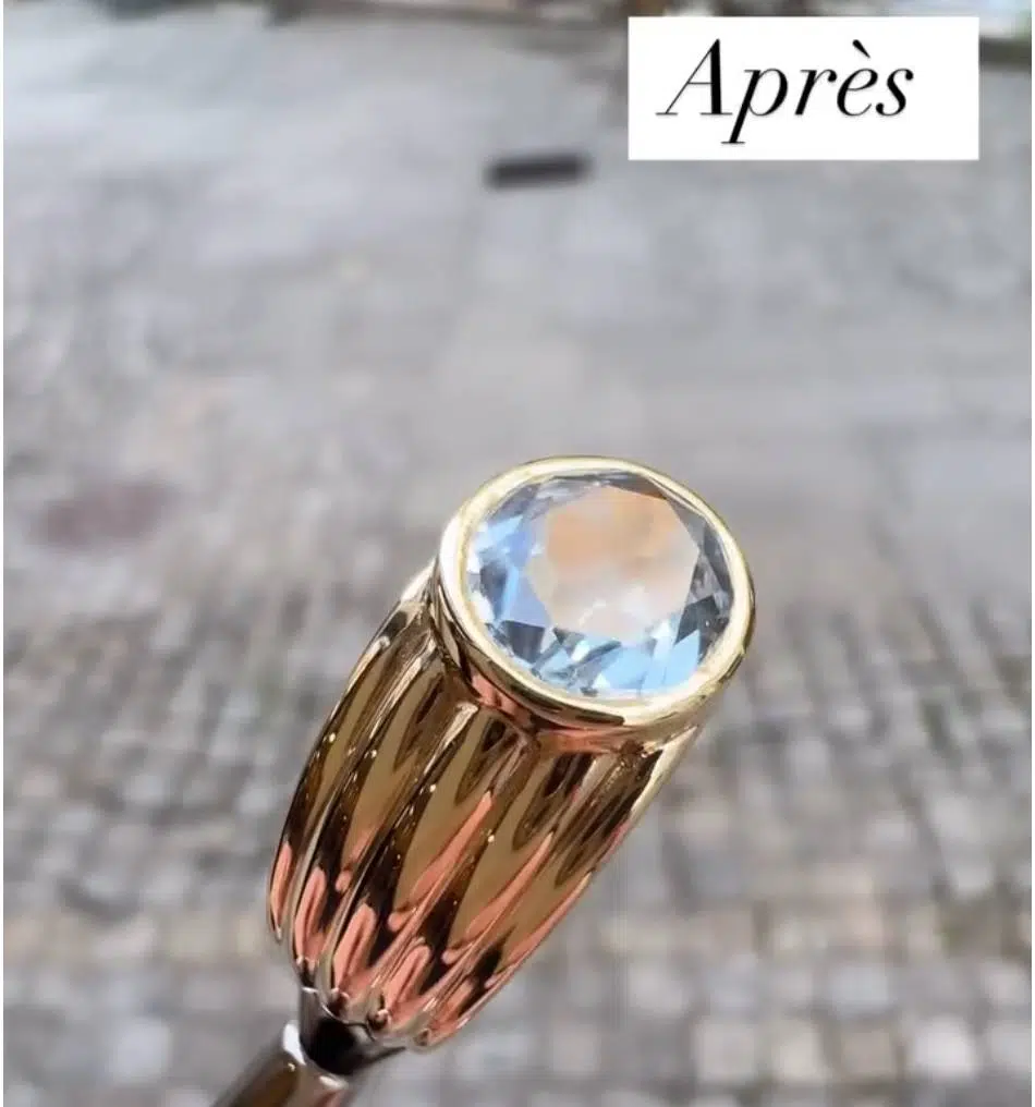 Transformation d'une bague en aigue-marine - après