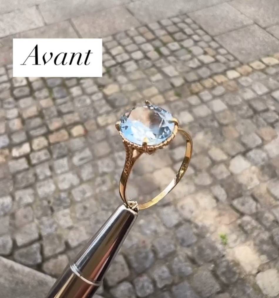 Transformation d'une bague en aigue-marine - avant