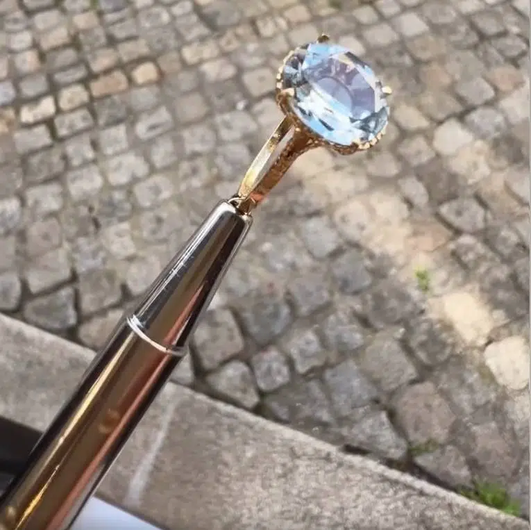 Transformation d'une bague avec aigue-marine, avant