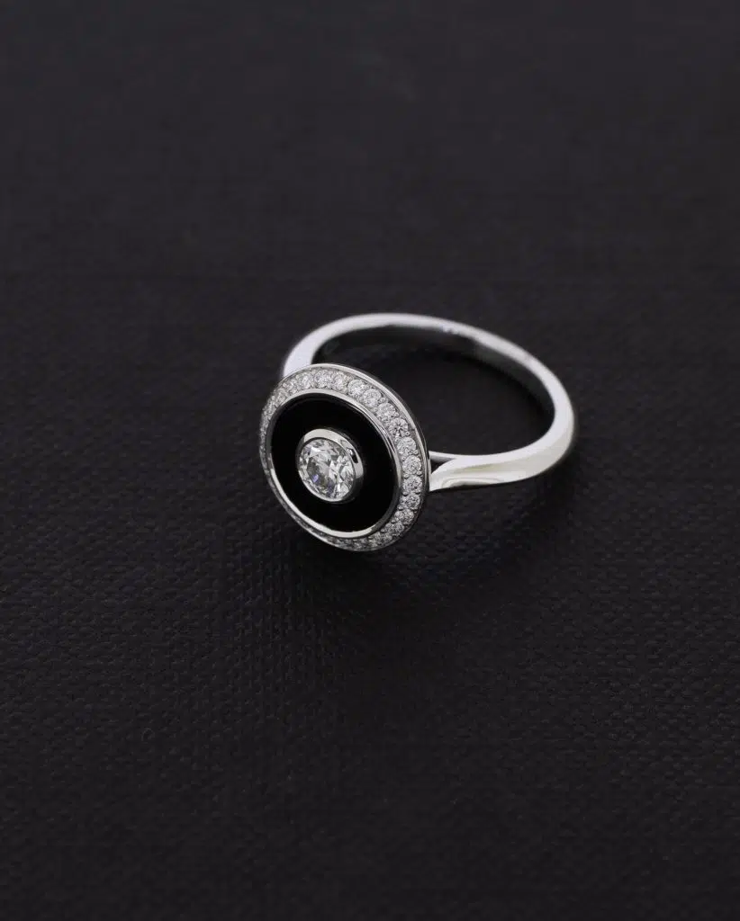 Bague onyx et diamants